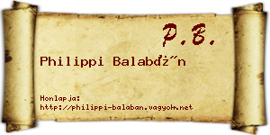 Philippi Balabán névjegykártya